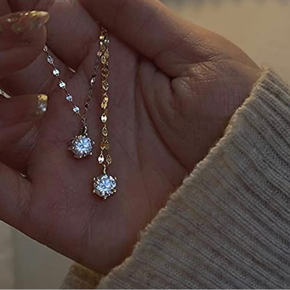 New 925 Silver Iced Out bling sparkling Necklace